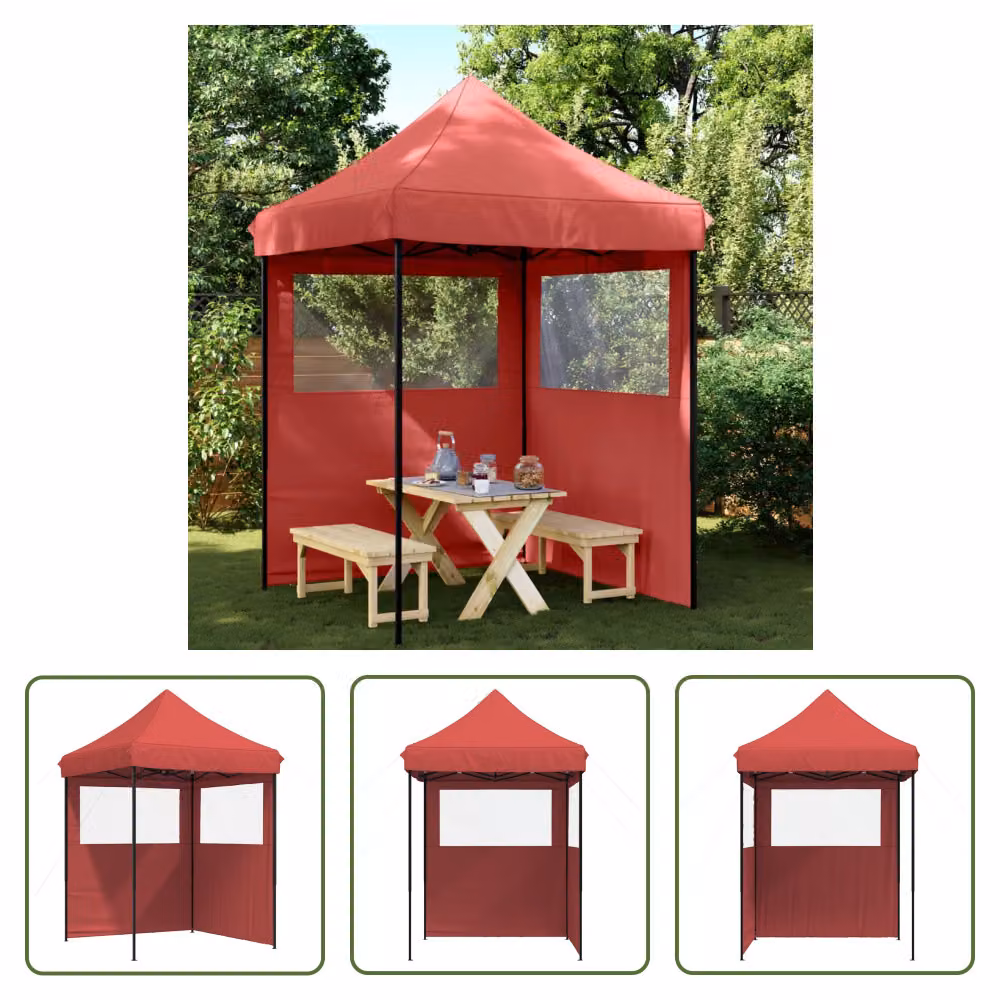 The Living Store Tenda per feste pieghevole pop-up con 2 pannelli laterali rosso bordeaux