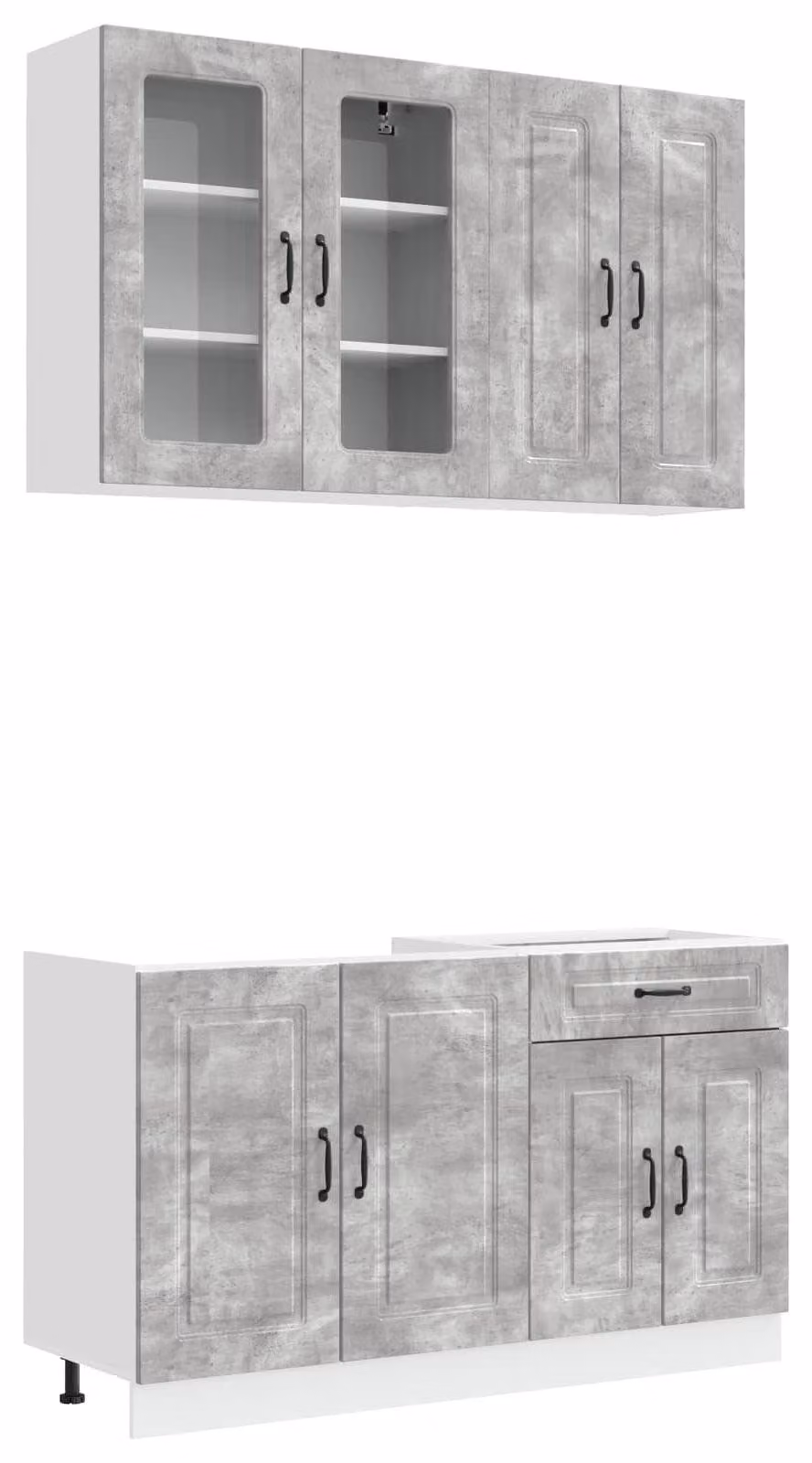 Set da cucina KALMAR, 4 pezzi, colore grigio cemento, materiale: legno composito