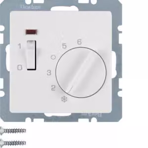 Berker 20316089 Termostato 24 V con contatto di apertura, elemento centrale, interruttore a bilanciere e LED bianco polare s
