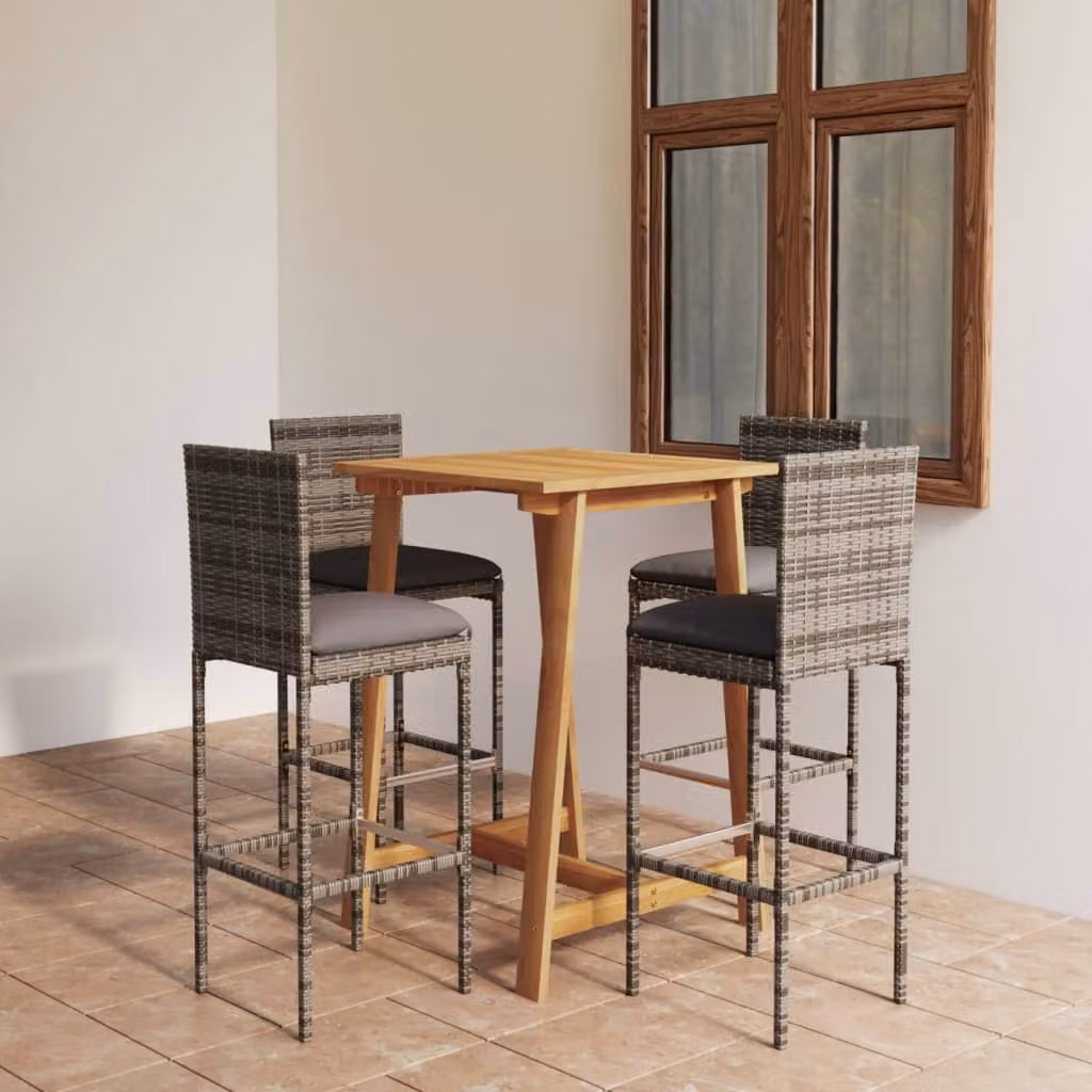 Maison Exclusive - Set da giardino da 5 pezzi con cuscini, grigio