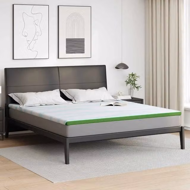 Topper per materasso-Materassino Bianco e Verde 180 x 200 cm 171700