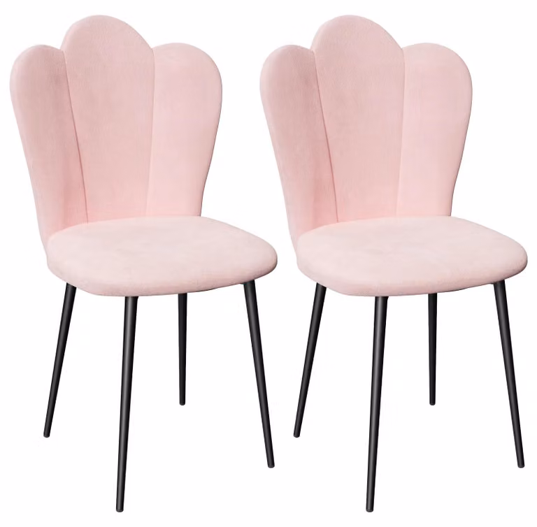 Set di 2 sedie da pranzo - Moderne sedie imbottite per la cucina - Struttura in metallo - Seduta imbottita - Adatte per sala da pranzo e soggiorno - Rosa