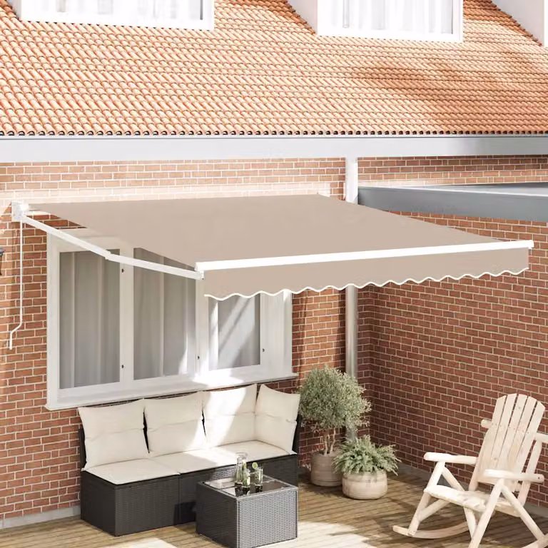 Tenda retrattile vidaXL beige con bracci pieghevoli in alluminio e tessuto in poliestere, L 300 x P 250 x H 165 cm