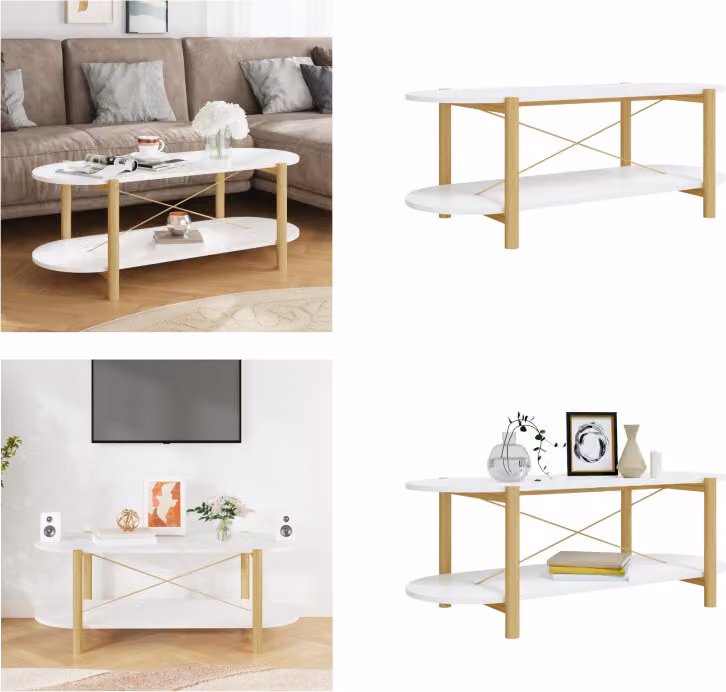 vidaXL Tavolino bianco 110x48x40 cm Materiale a base di legno - Tavolino - Tavolini - Tavolino - Tavolo da divano