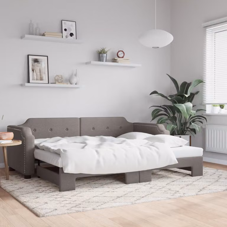 Divano Letto Moderno vidaXL in Tessuto Grigio e Beige per Soggiorno e Camera da Letto