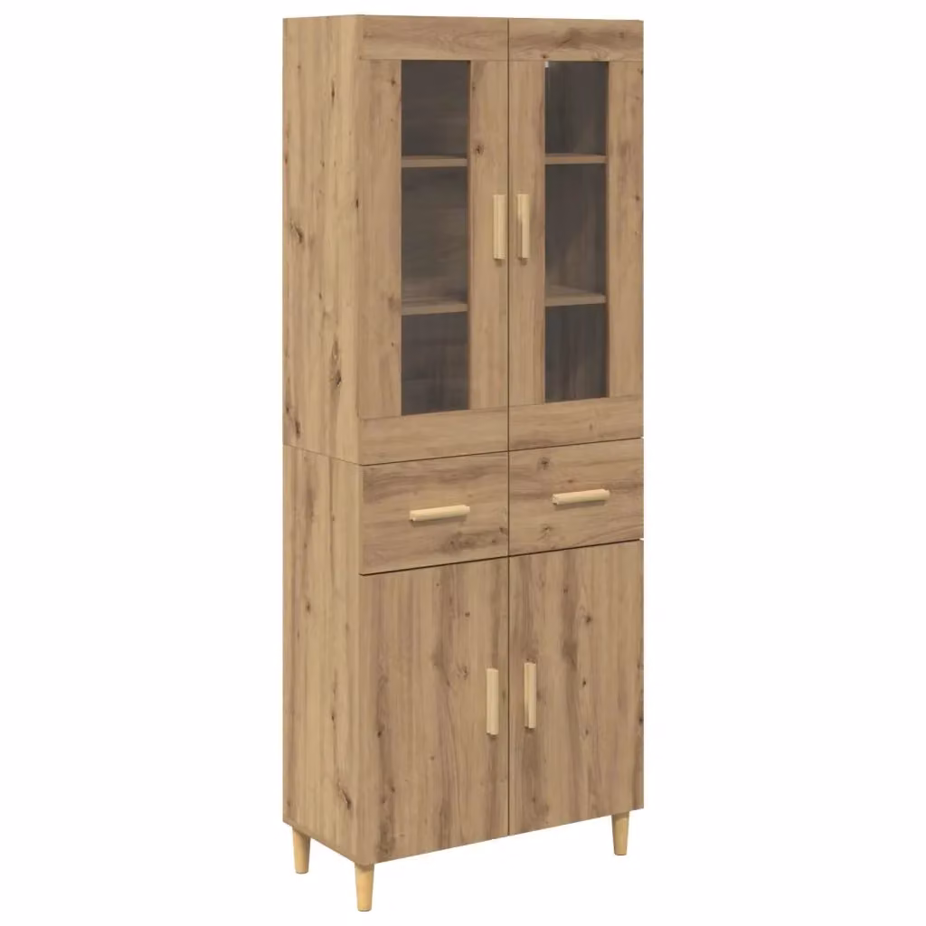 Credenza moderna vidaXL in legno di rovere marrone con ante a battente e ripiani interni L: 69,5 cm, P: 34,0 cm, H: 180,0 cm – 2