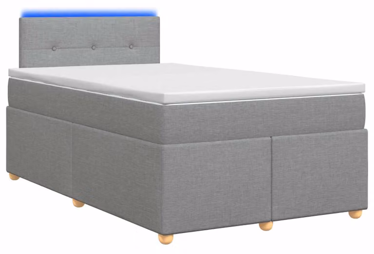 Letto a molle con materasso grigio chiaro 120 x 190 cm in tessuto