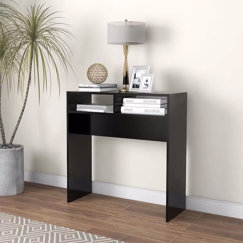 vidaXL Tavolino Consolle Moderno Nero in Legno e MDF L: 78 cm, P: 30 cm, H: 80 cm