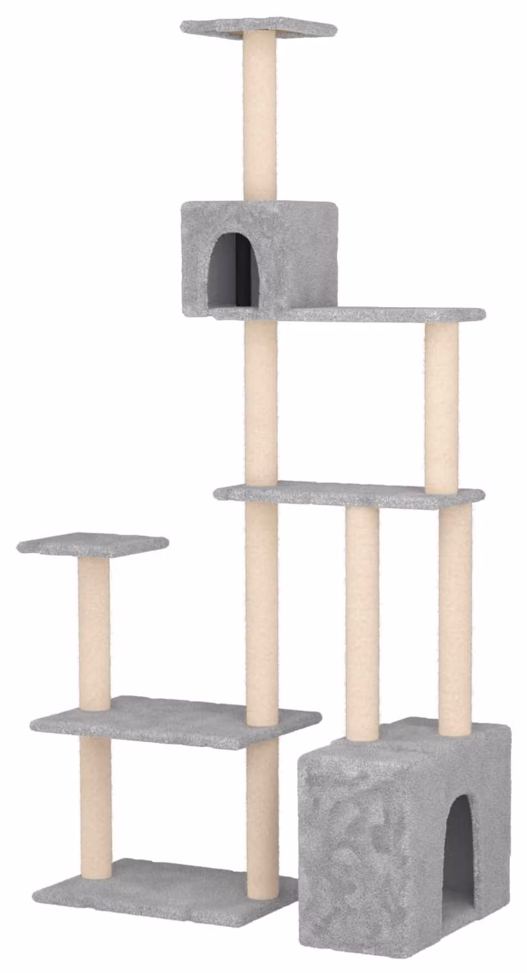 Albero per gatti con pali per graffiare in sisal Grigio Chiaro