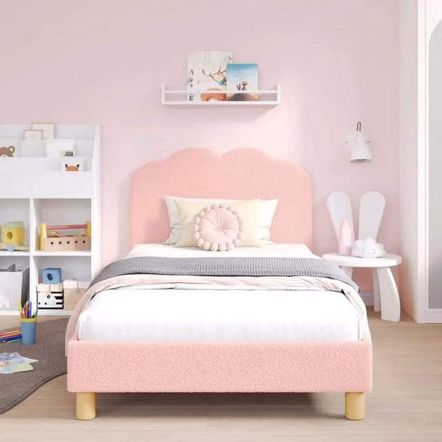 Struttura letto bambini con testata-Giroletto per bambini Rosa 80 x 200 cm Boucl¨¦ 989142