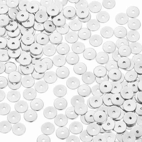 Collane con distanziatori in acciaio - Collane con piastrine rotonde - Creazione di gioielli - Distanziatori lucidati - Diametro 6 mm, confezione da 200 pezzi