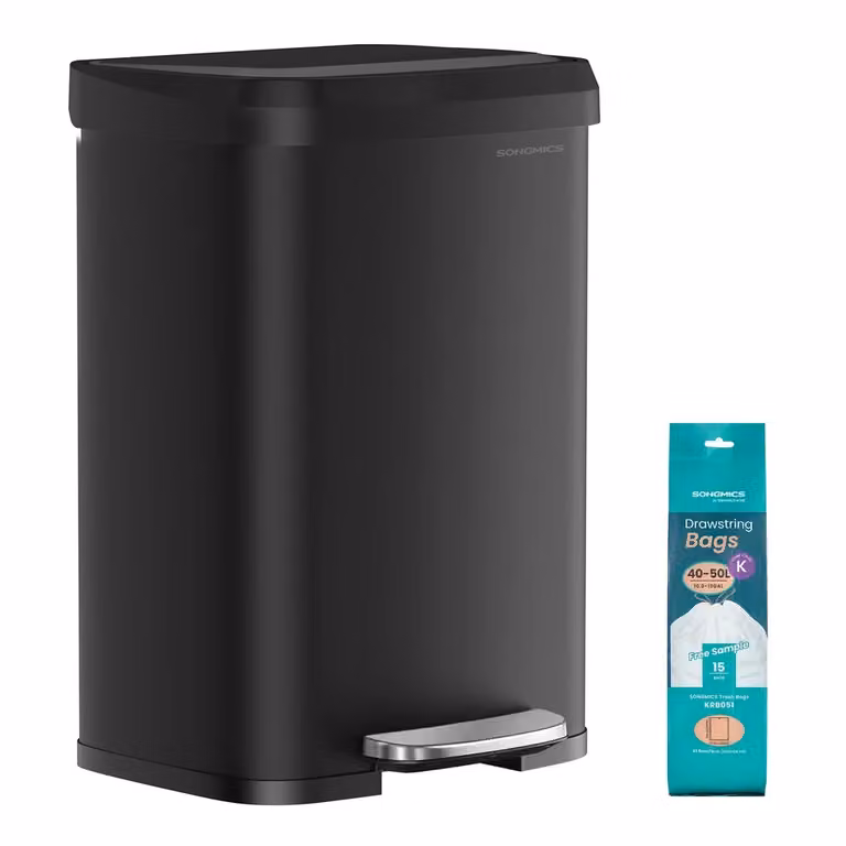 Cestino da Cucina 50L Argento e Nero, Nero