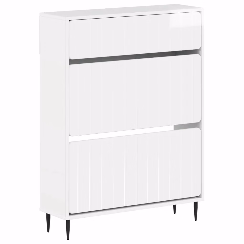 Mobile per scarpe moderno vidaXL bianco lucido L/P/H: 78 x 24 x 103 cm – 2
