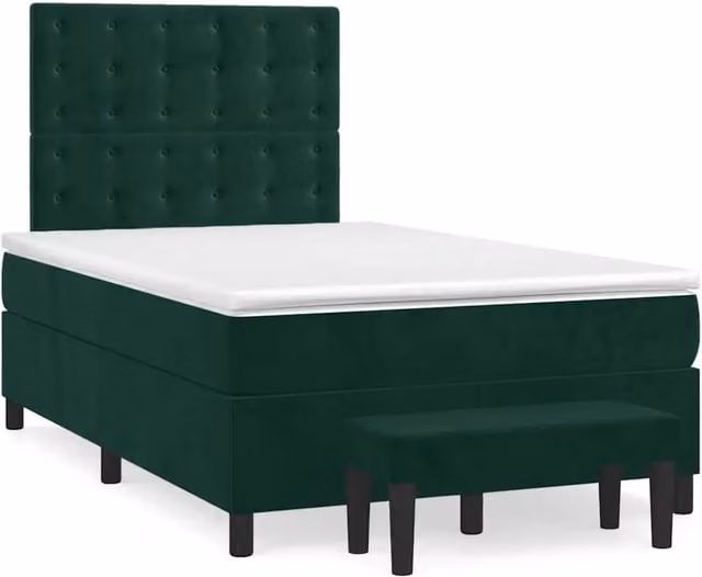 Letto Ibrido con Materasso e Struttura in Velluto Verde Scuro vidaXL L/P: 120 x 200 cm