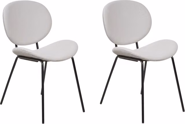 Set di 2 sedie BELIANI in velluto grigio chiaro con gambe nere per sala da pranzo e cucina, design moderno senza braccioli