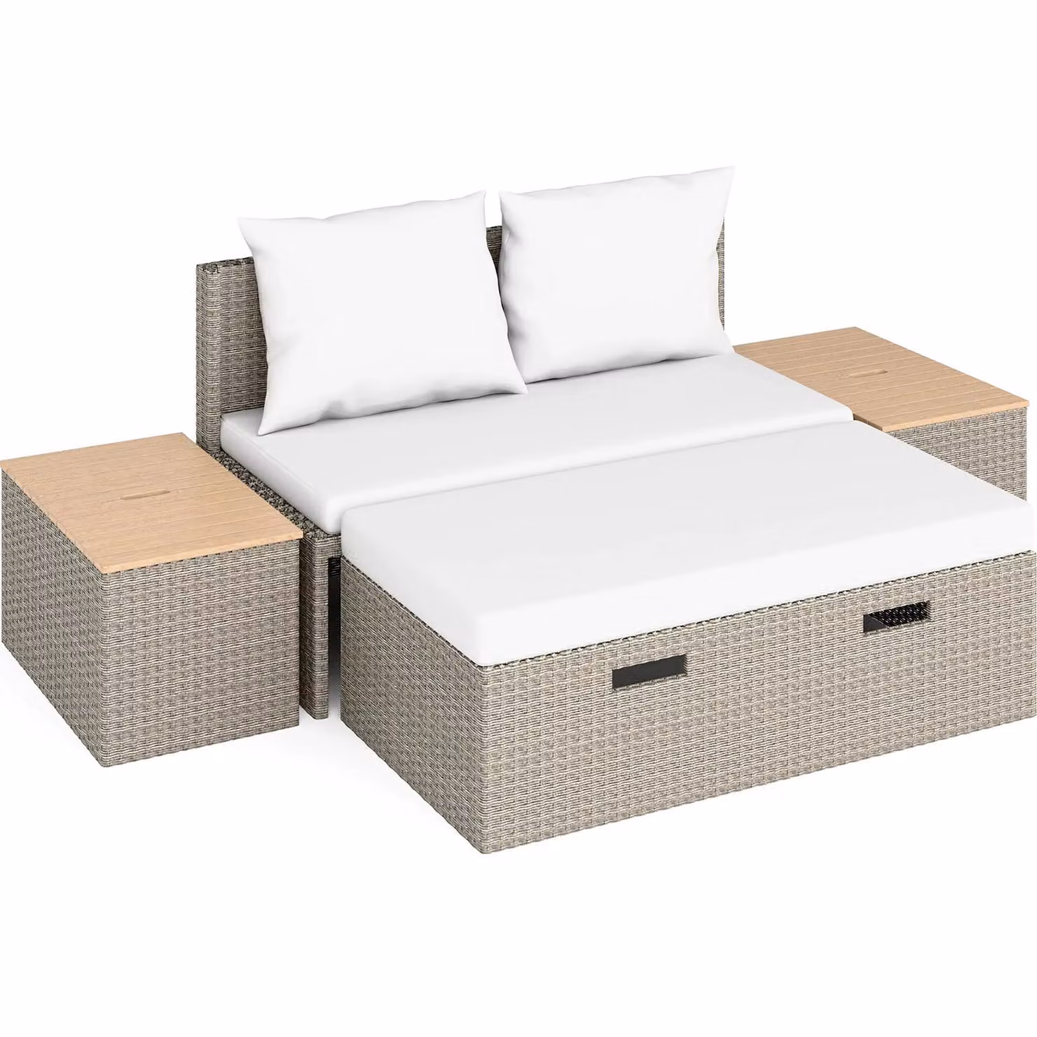 Set da salotto Set di mobili da giardino Bostonia 4 pezzi in polyrattan marrone chiaro