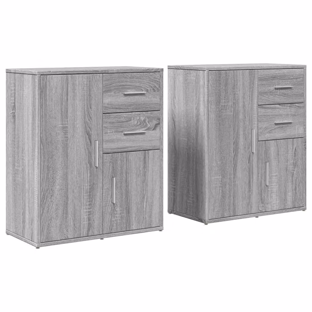 Credenze 2 pz Grigio Sonoma 60x31x70 cm in Legno Multistrato