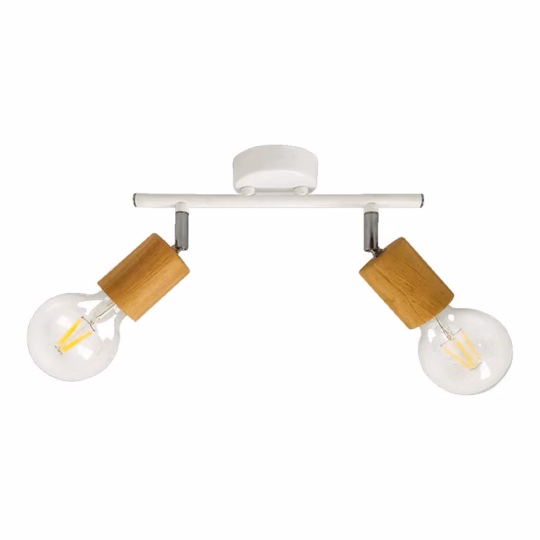 Plafoniera VEDMA 2xE27/G80/40W bianco opaco/legno chiaro L: 270, L: 110, H: 125, attacco E27, dimmerabile