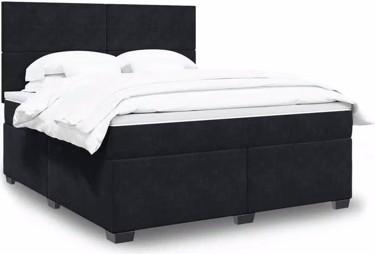 Maison Exclusive - Giroletto a Molle con Materasso Nero 180x200 cm in Velluto