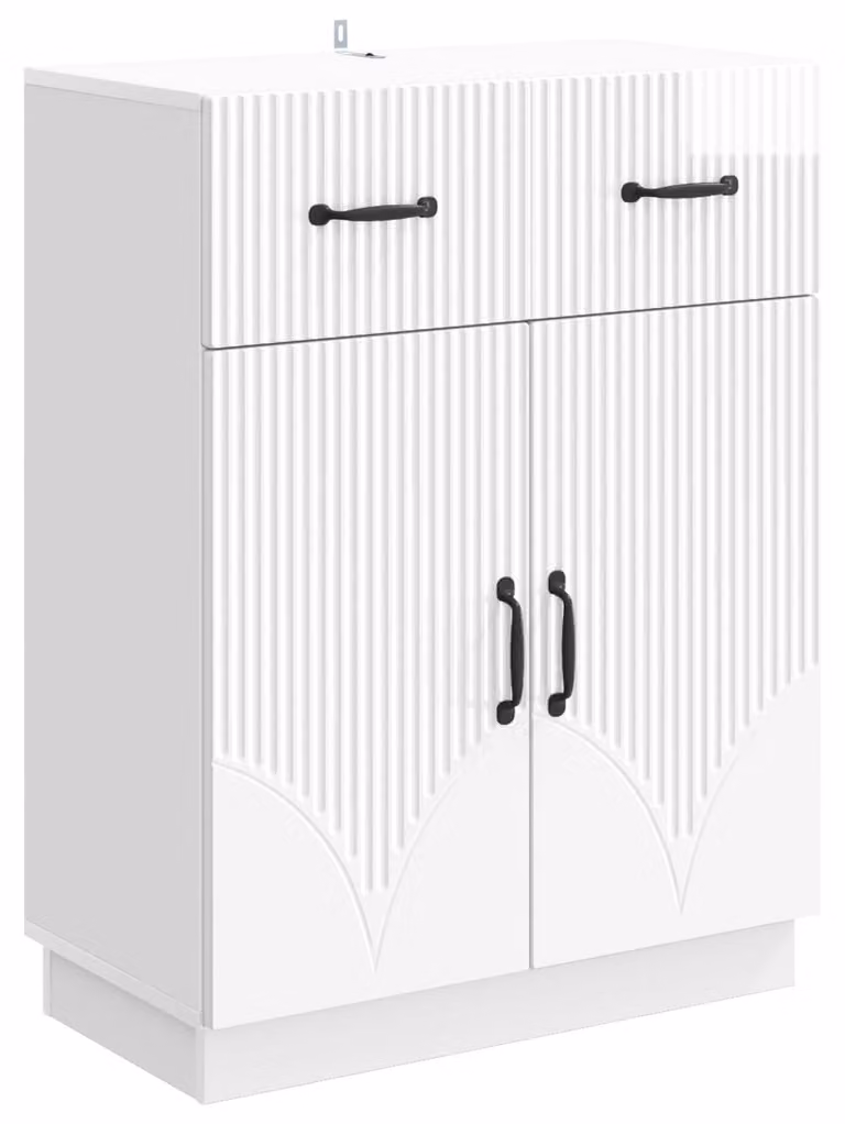 Credenza Bianco Lucido 66 x 34,5 x 87 cm Legno ingegnerizzato