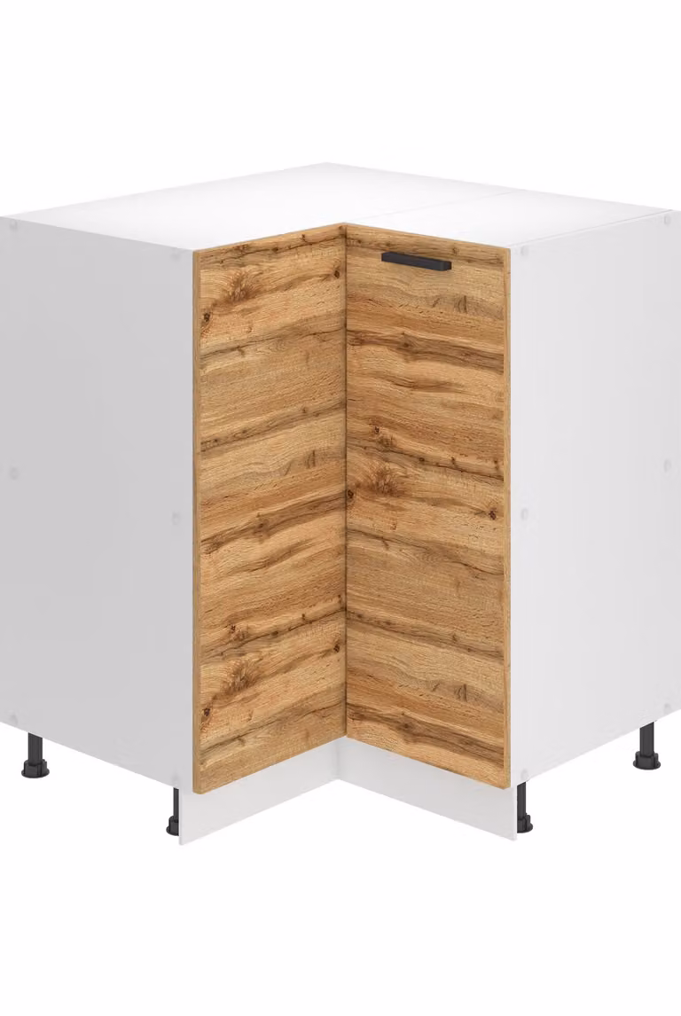 Base da cucina Belini, base da cucina larga 90 cm. Base per cucina SNP senza piano di lavoro. Mobile da cucina ad angolo con 1 anta, rovere Wotan