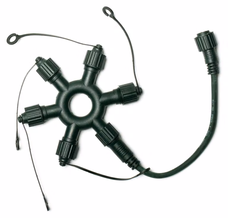 Connettore a anello professionale, 5 uscite, cavo verde, per catene luminose