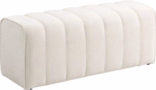Divano letto Minimal crema con struttura in legno e rivestimento in tessuto