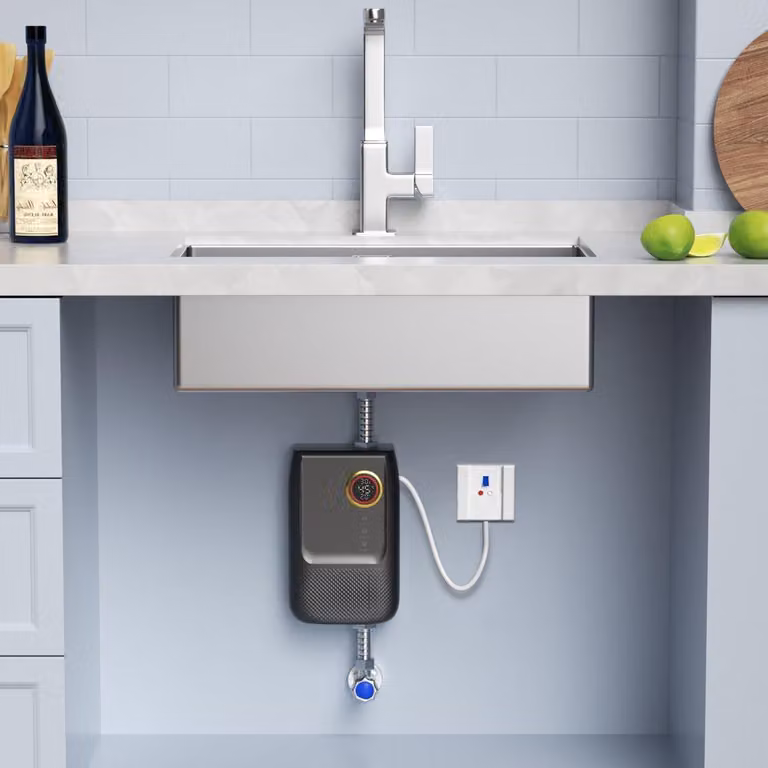 Scaldabagno elettrico - 5500 W - Da montare a parete - Nero - Scaldabagno istantaneo con telecomando