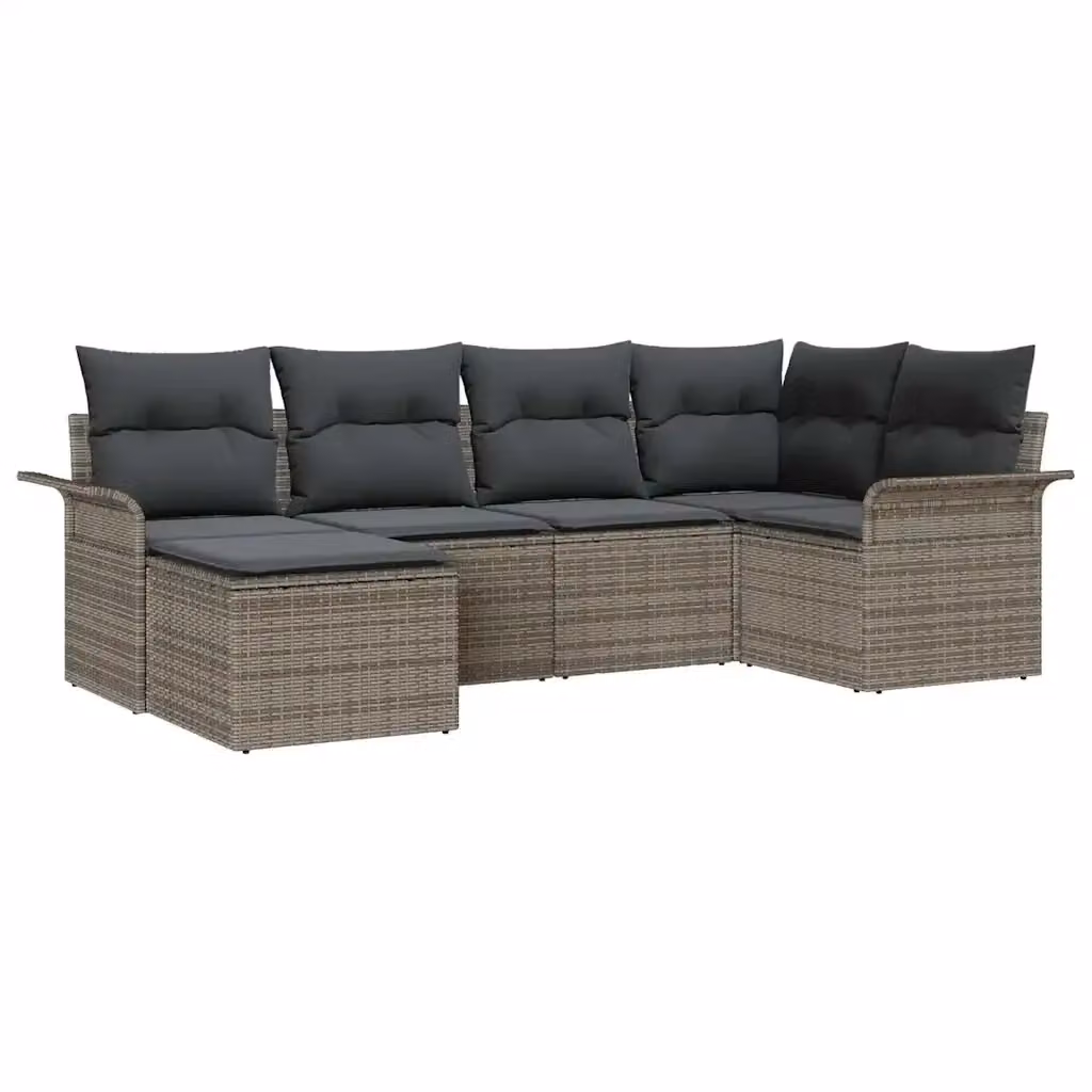 Set Divano da Giardino a L vidaXL 6 pz Grigio con Cuscini e Struttura in Metallo e Polyrattan – 2