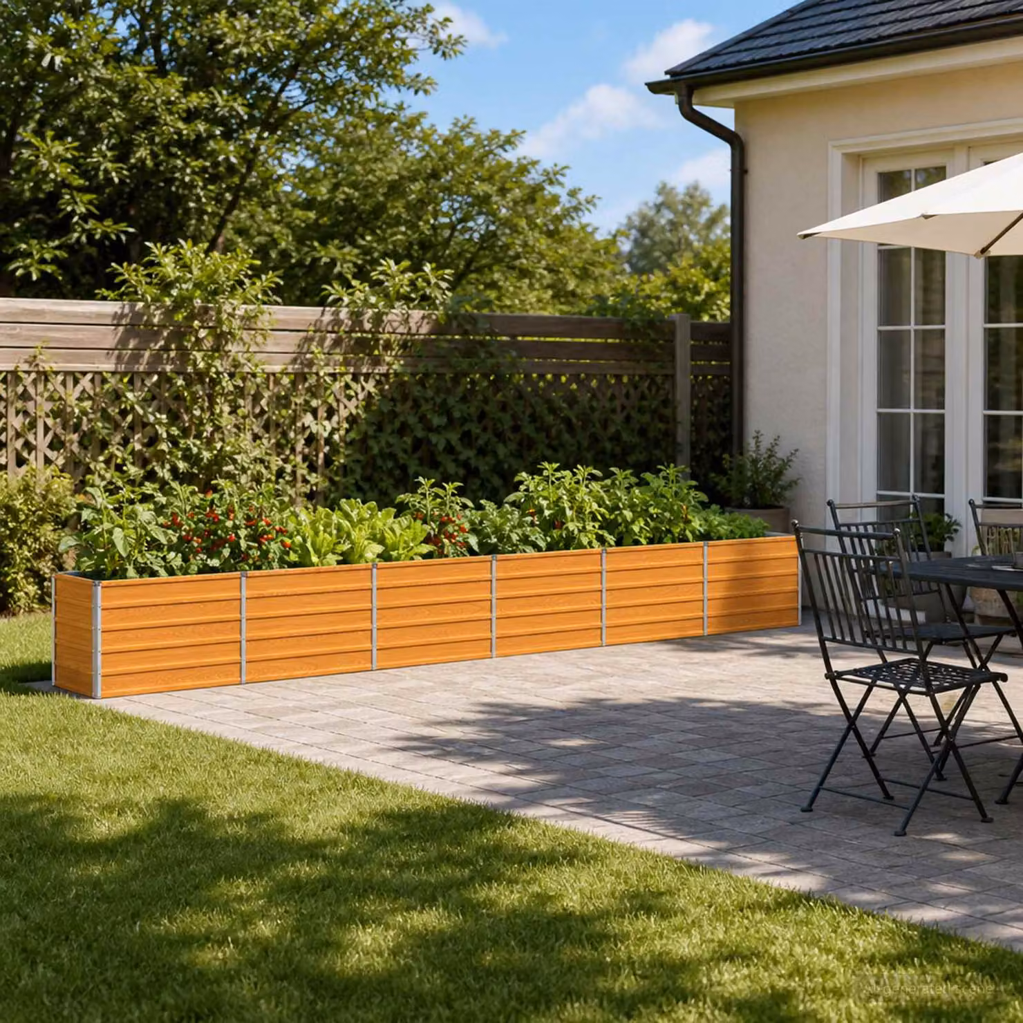 Letto rialzato da giardino vidaXL in metallo Corten color marrone L: 480 cm, P: 40 cm, H: 55 cm