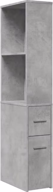 Mobiletto da bagno stretto con rotelle HELLOSHOP26 in legno composito grigio cemento, stile moderno, L/P/H: 22 x 41 x 135 cm – 1