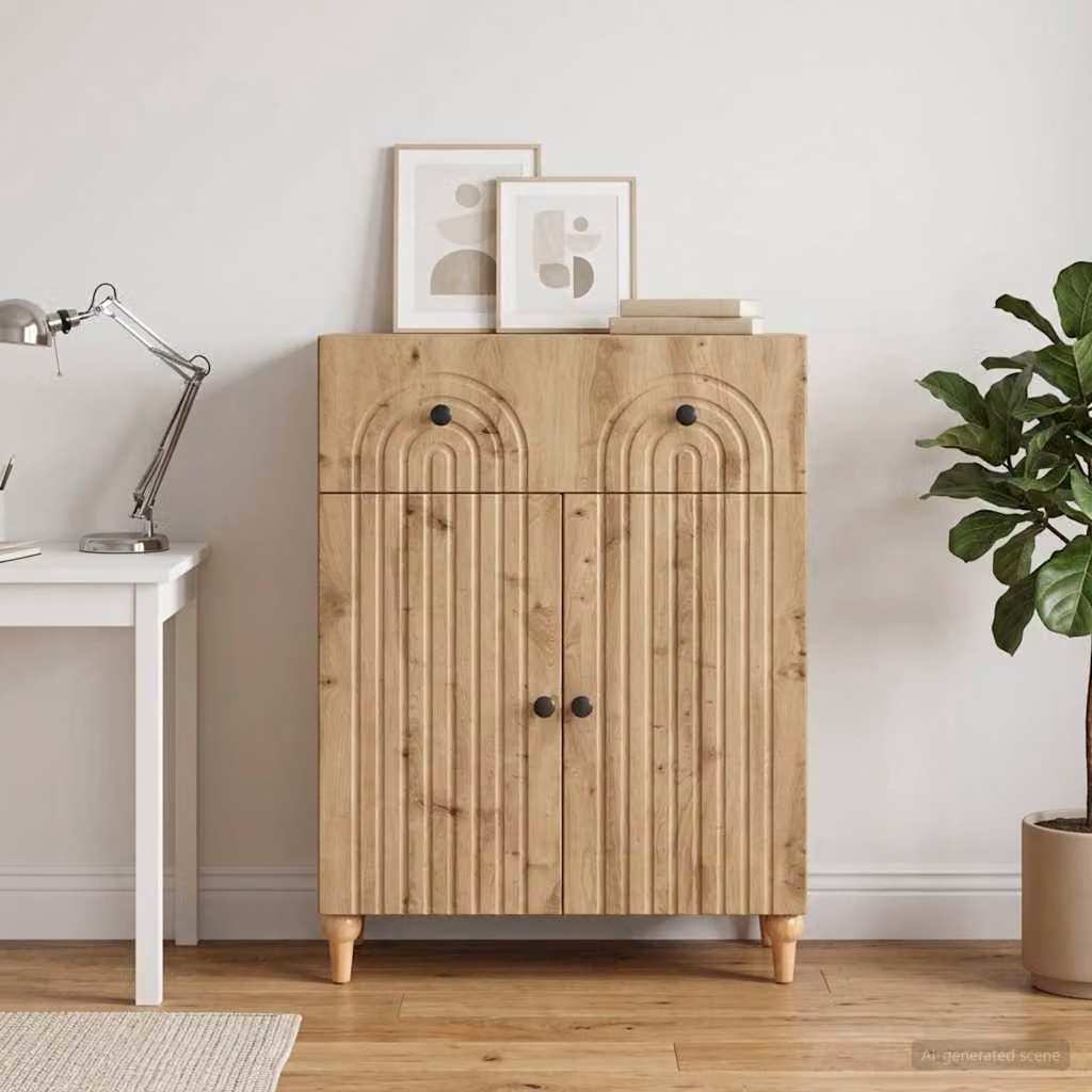 Credenza moderna vidaXL in legno e metallo color marrone L: 66 cm, P: 34,5 cm, H: 90 cm