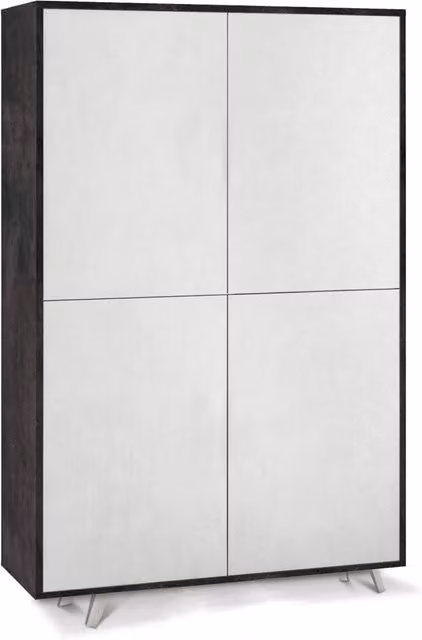 Mobile Multiuso 4 Ante 107x169x41 cm Ossido Nero/Ossido Bianco