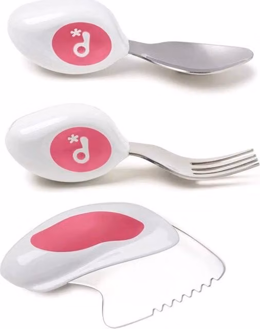 Set di posate in acciaio inossidabile rosa con manico corto, senza BPA e lavabile in lavastoviglie