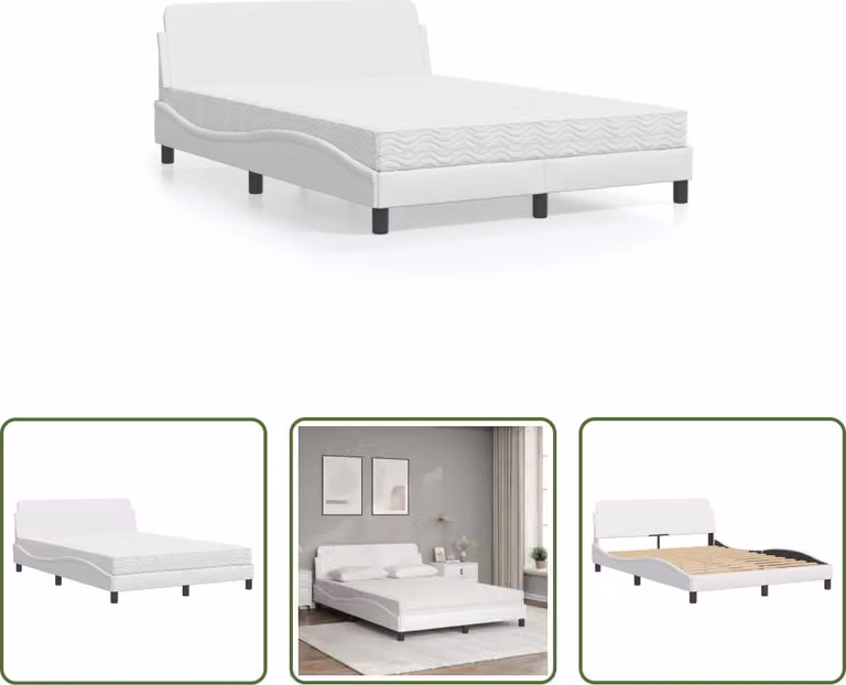 The Living Store Letto con materasso bianco 120x200 cm in ecopelle