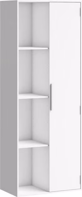 Libreria HOMCOM con 4 ripiani, armadietto e mensole regolabili, Bianco – 1