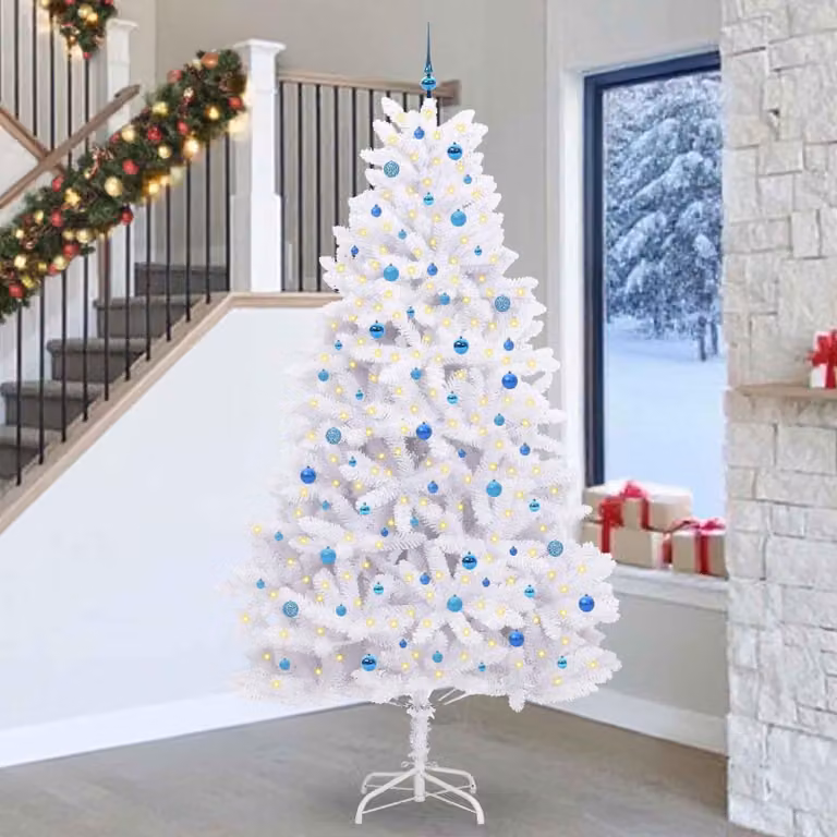 Maison Exclusive - Albero di Natale artificiale pieghevole, bianco, 270 cm, in PVC e acciaio