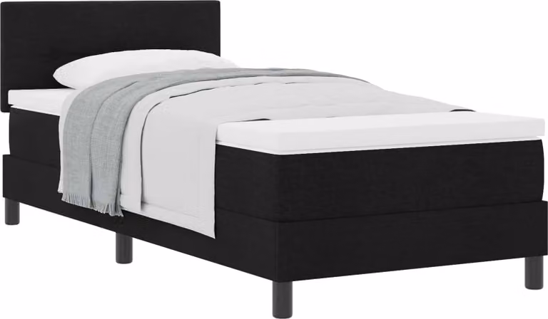 Letto a molle con testiera Nero 90 x 200 cm Tessuto