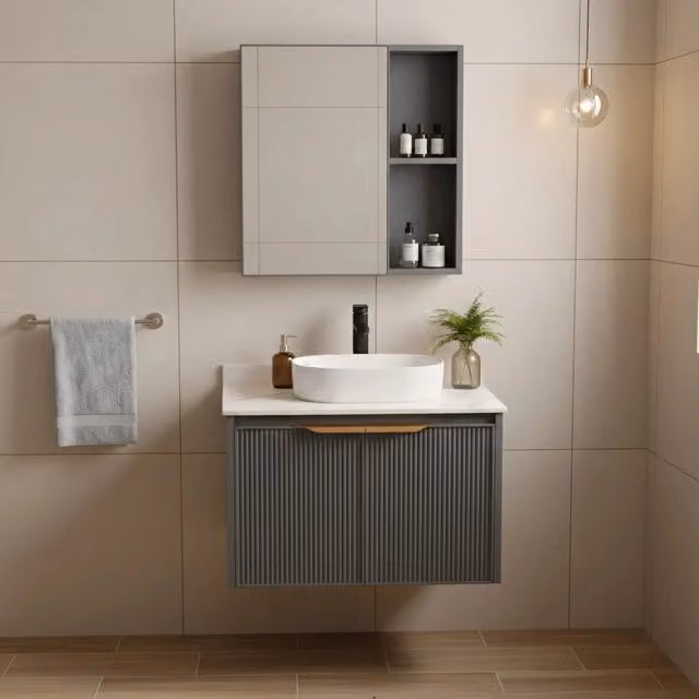 Set di mobili da bagno Rea Marti Grey con top da 60 cm, componibile con mobile lavabo, pensile e specchio – 1