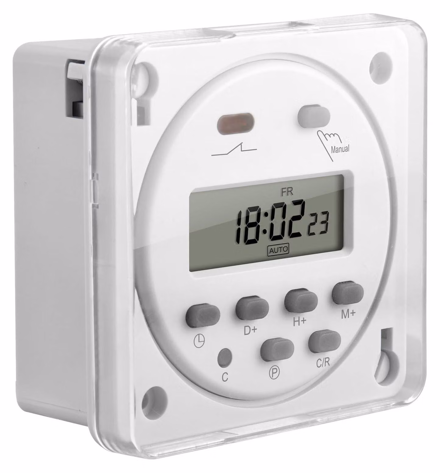 Timer programmabile settimanale digitale LCD con relè, AC220V 16A, SPST, con copertura impermeabile