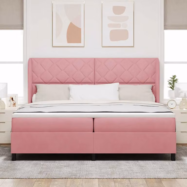 Letto ibrido con testiera in velluto rosa vidaXL L/P/H: 203 x 200 x 200 cm