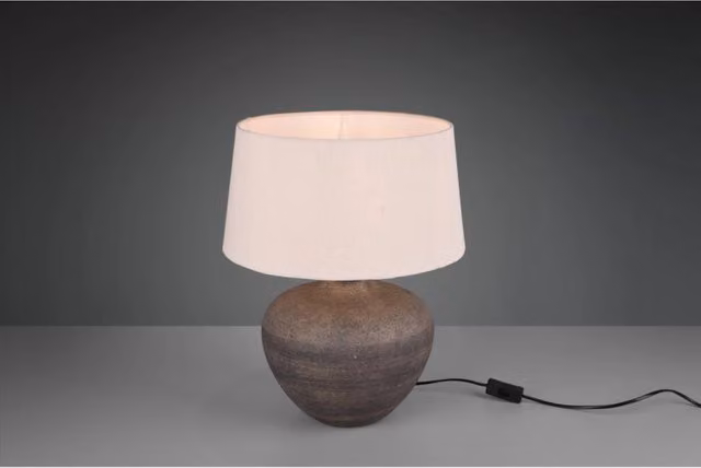 Lampada da tavolo Lou Trio Leuchten con base in ceramica beige e paralume sabbia, Ø 38 cm – 1