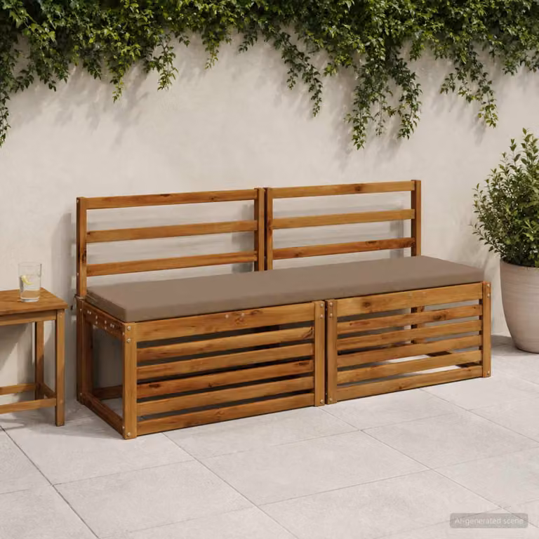 Cuscino per panchina vidaXL SOEST rettangolare in poliestere con rivestimento rimovibile e resistente ai raggi UV, Grigio/Beige