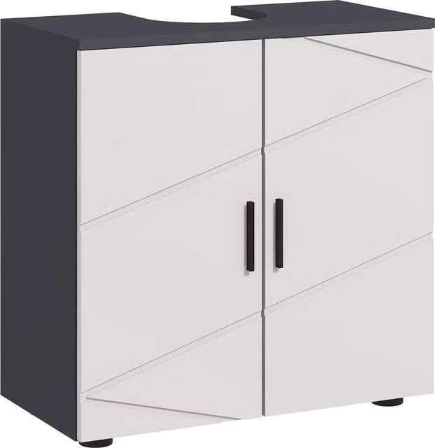 Mobile Sottolavabo da Bagno con Armadietto a 2 Ante kleankin, Grigio, L 60 x P 30 x H 60 cm