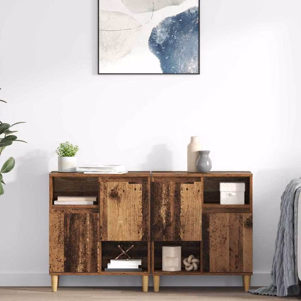 Set di 2 sideboard vidaXL in legno effetto antico marrone per soggiorno e cucina L/P/H: 60 x 35 x 70 cm