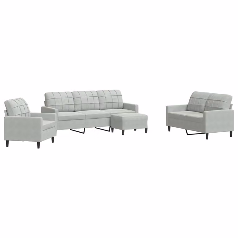 Maison Exclusive - Set divano 4 pezzi con cuscini in velluto grigio chiaro