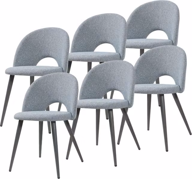 Set Karijoki di 6 Sedie Imbottite da Sala Pranzo Rivestimento in Tessuto - Grigio [en.casa]