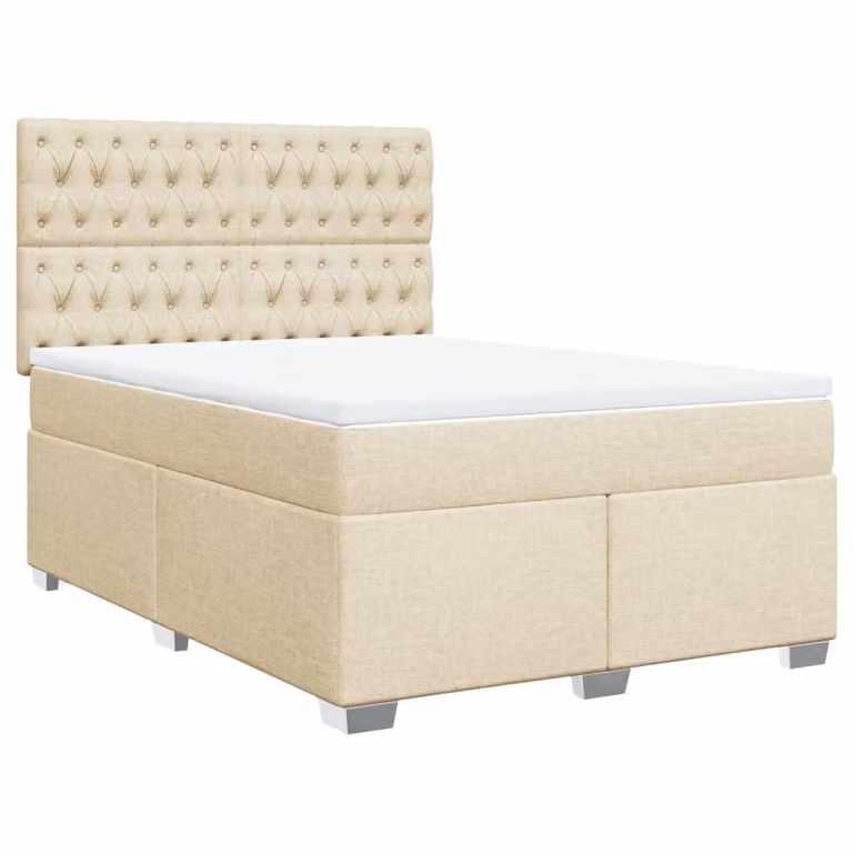 Giroletto a Molle con Materasso Crema 160x200 cm in Tessuto