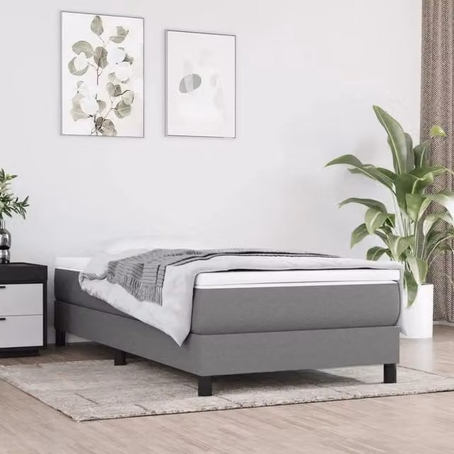 Letto Ibrido con Materasso a Molle vidaXL, Grigio e Bianco, L/P/H: 90 x 190 cm