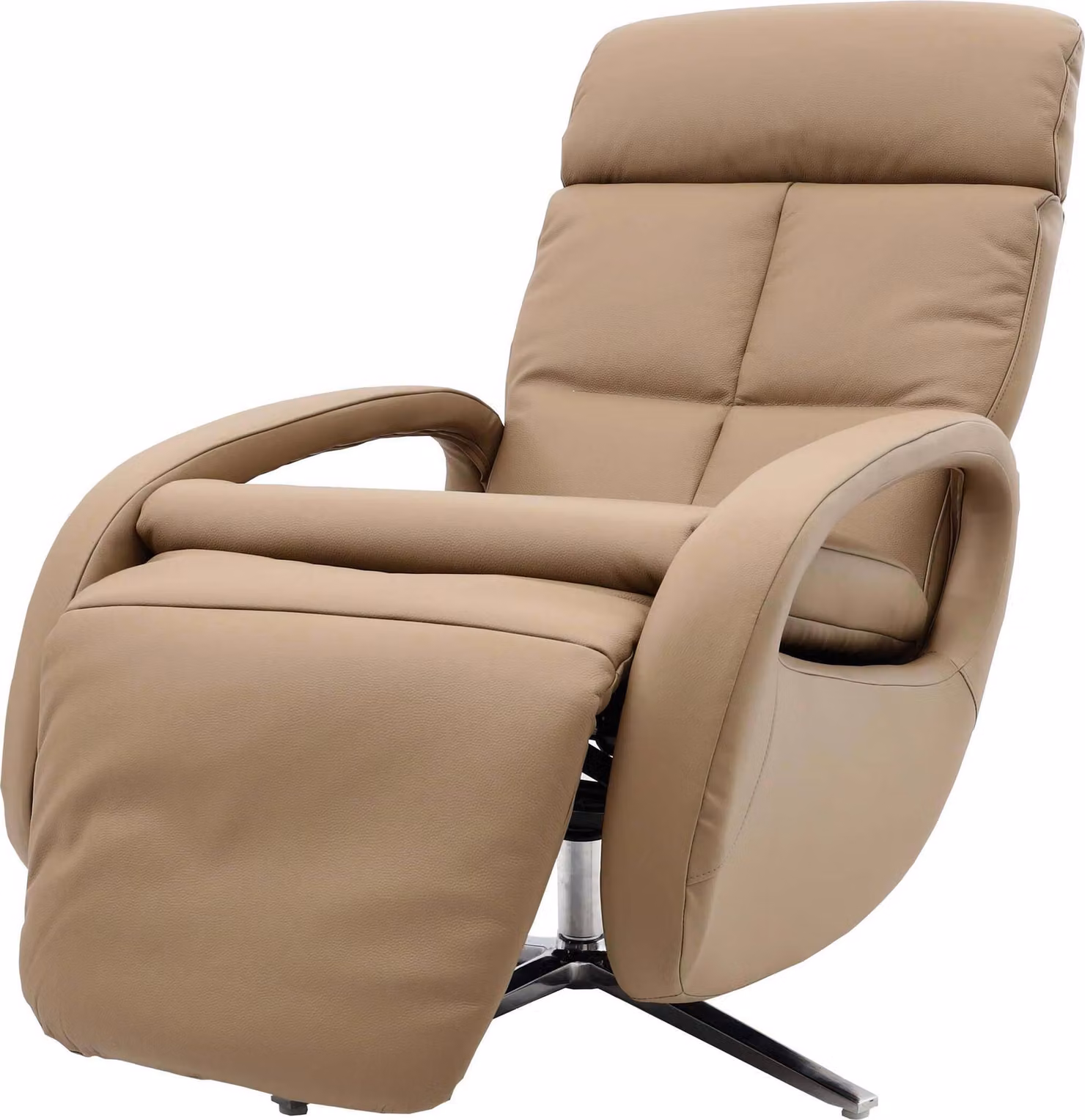 Poltrona relax HWC-L11, design, poltrona per TV, poltrona reclinabile, con funzione relax, girevole, color tortora
